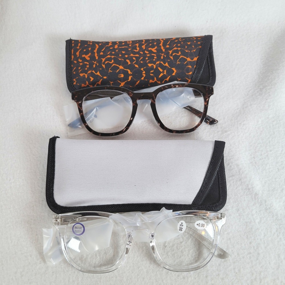 Hummingbird Womens Blue Light Readers Glasses Round +0.00 62mm Black Tortoise